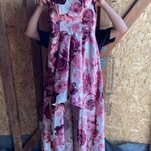 Speechless Pink and White Floral High Low Dress